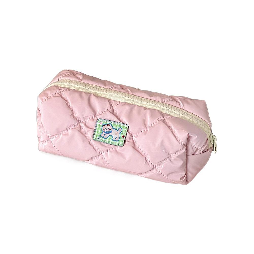 Cute Cat Triangle Pen Bag Large Capacity Multifunctional Stationery Bag Pen Box for Students розовый
