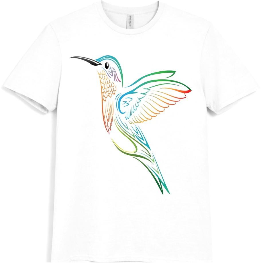 Hummingbird T Shirt Floral Bird Graphic Tee Colorful Nature Garden Lover Top XXL