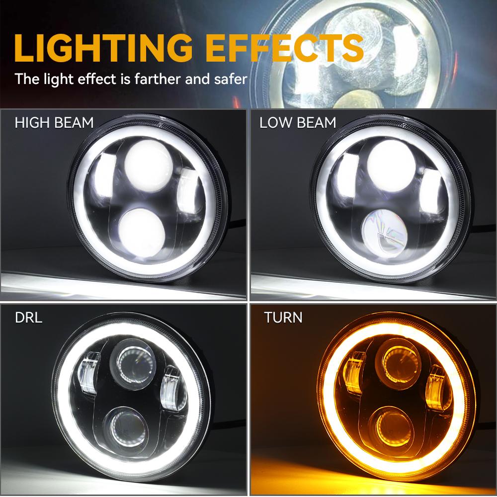 New 4pcs 5.75" Inch LED Round Headlight Upgrade HI/LO Beam for Peterbilt 349 359 for Yamaha Grizzly Twizy Datsun 620 Jaguar