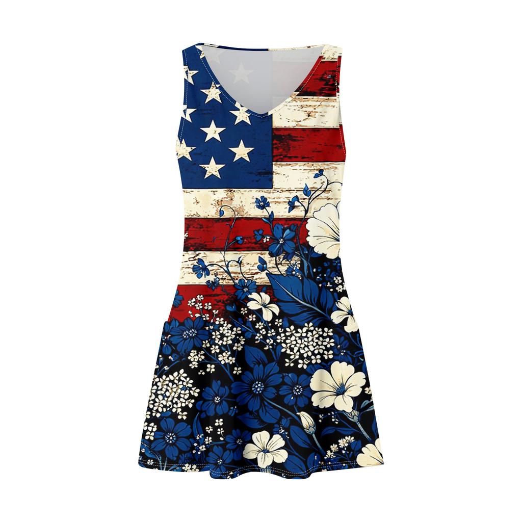 Women's Fashionable Casual Independence Day Print Dress
