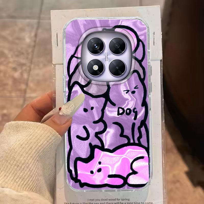 For Redmi Note 14 Pro Plus 13 10 11 12 Pro 13 Xiaomi 14T Pro 13T Poco X3 X5 Pro 5G Phone Cover Cute Purple Cat For Redmi 14C Bag