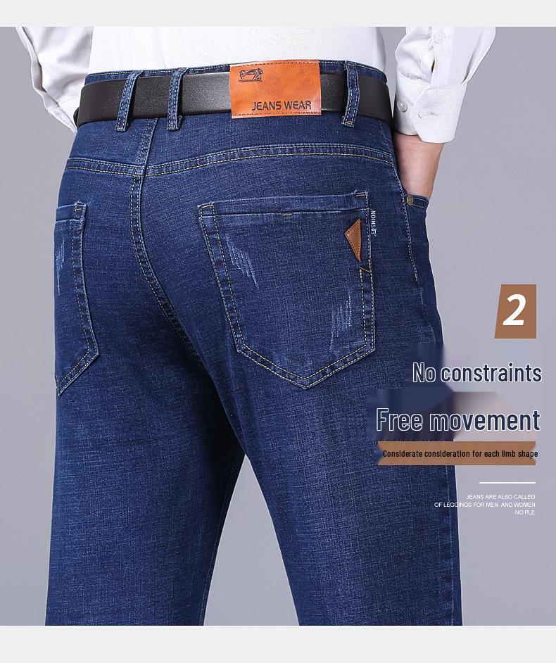 Men’s Dad Style Stretch Jeans - Casual Straight-Leg Pants for Spring and Autumn.