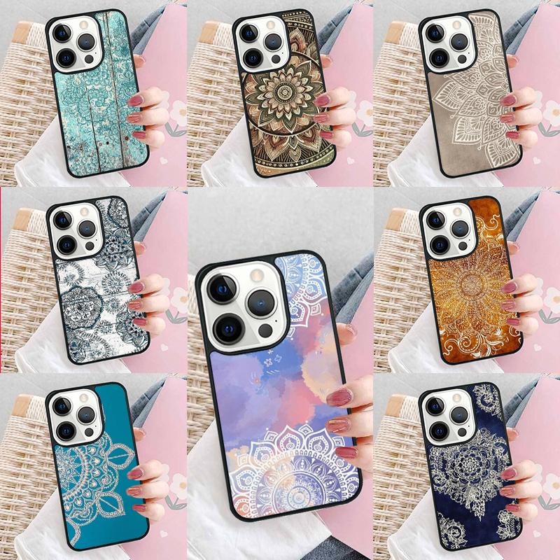 Mandala Wood Floral Phone Case For iPhone 17 Air 15 16e 14 13 Pro Max Coque 12 11 Pro Max PLUS cover
