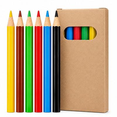 6-Color Mini Short Barrel Colored Pencils Set In Kraft Box for Children's DIY Painting & Doodling