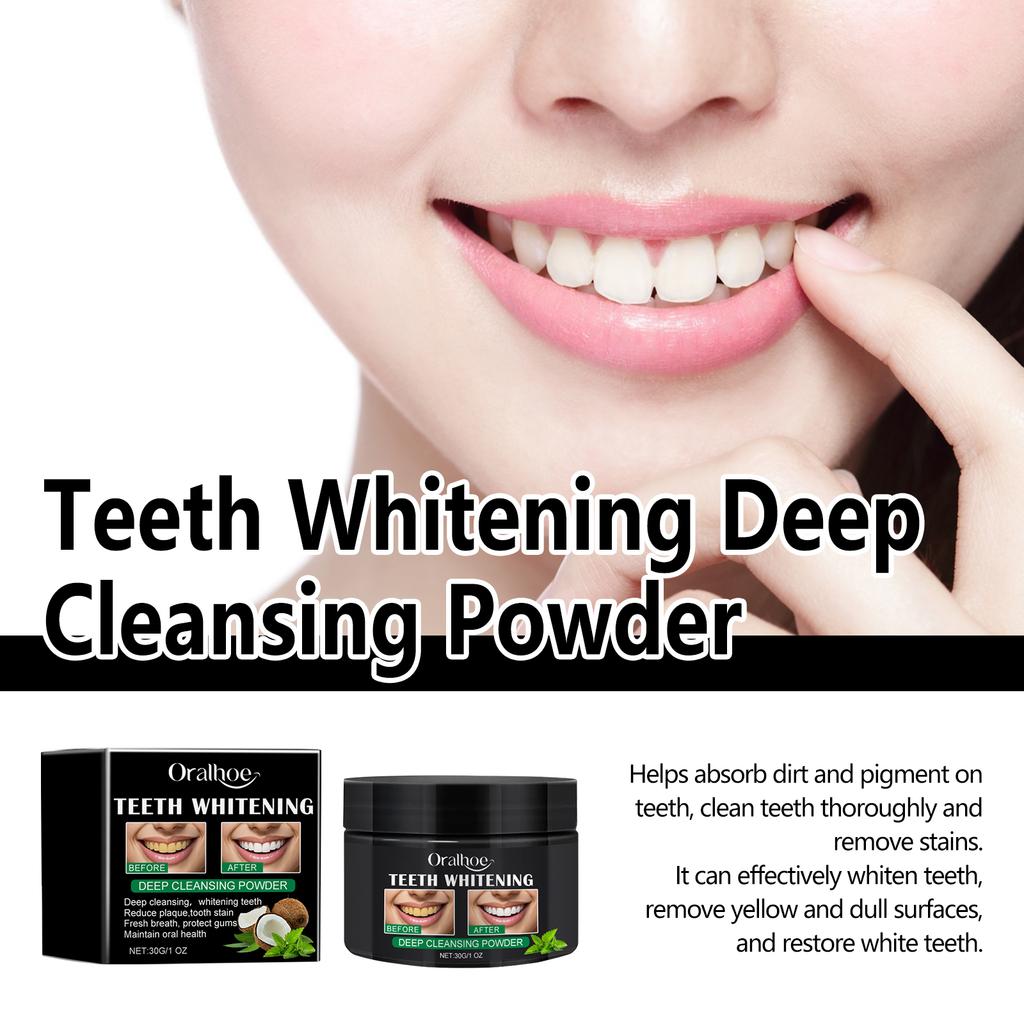 Tooth cleaning powder for removing yellow stains and plaque, freshening breath, and cleaning teeth