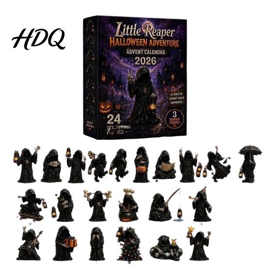Spooky Desktop Decorations Halloween Advent Calendar 24 Day Countdown Box with Witch Ghost Funny Skeleton Action Figures Figurines Collectible