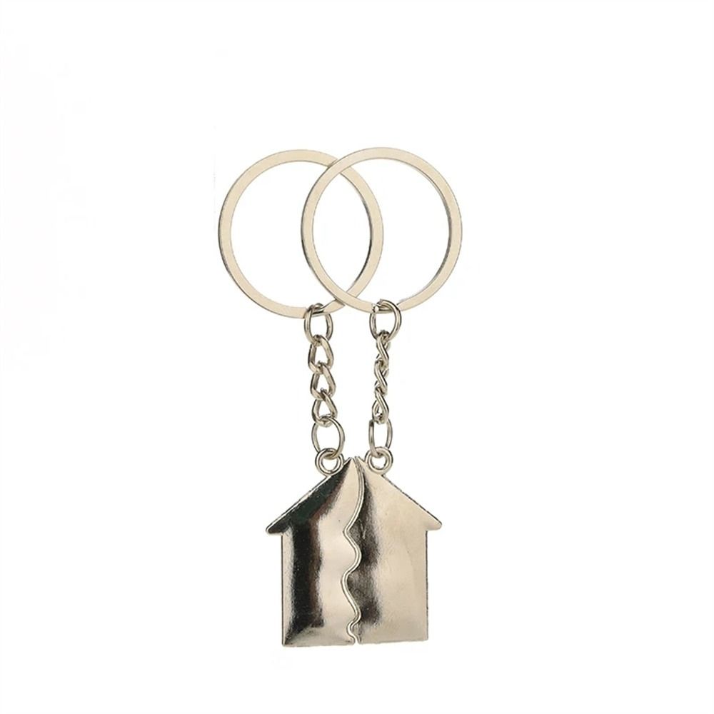 Stainless Steel Couple Keychain Engraved House Keyring Exquisite Lovers Keyring  Jewelry