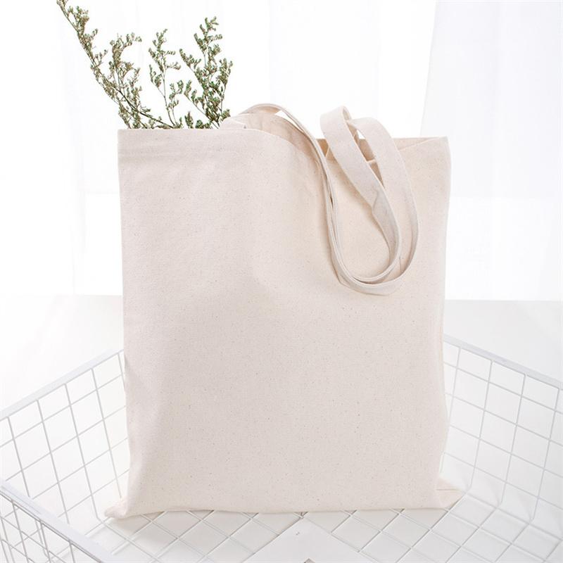 Reusable Foldable Shoulder Handbag Eco-Friendly Women Ladies Large Cotton Fabric Canvas Tote Bag For Market Shopping Bags Blank