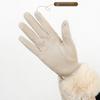 Plaid Winter Fleece-lined Gloves Suede Women Cycling Mittens Sweet  Gloves  Female