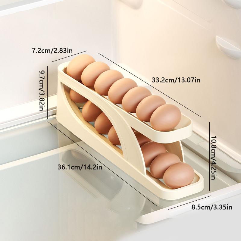 Rolling Egg Dispenser Refrigerator Organizers Containers Storage Box Automatic Sliding Spiral Egg Holder Home Kitchen Gadgets