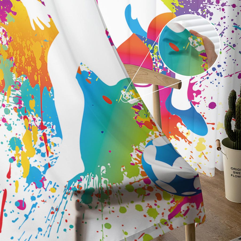 Soccer Football Game Sport Splash Ink Sheer Curtains for Living Room Decoration Window Curtains Kitchen Tulle Voile Curtains