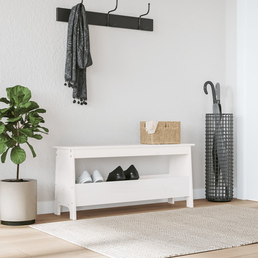 Hallway Bench White 100 x 28 x 45 cm Solid Pine Wood
