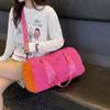 New dopamine-style color-blocked multifunctional travel bag for women, large capacity, lightweight, hand-held, crossbody gym bag