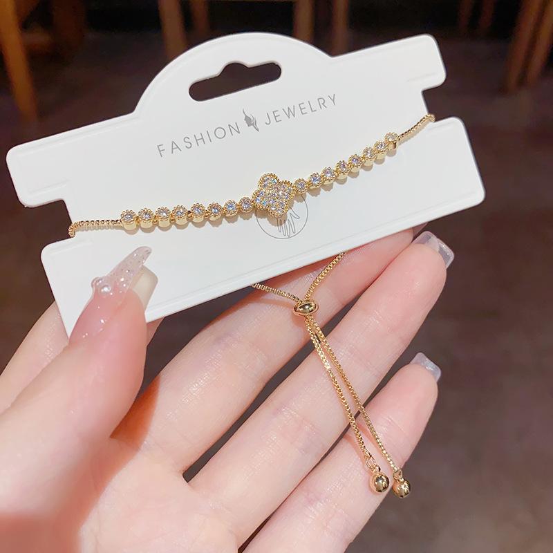 Minimalist Niche Versatile Four Leaf Flower Bracelet золотой