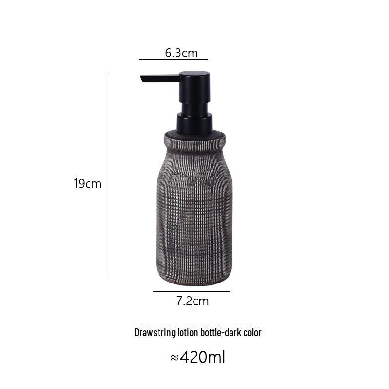 Flacon à lotion en céramique vintage à rayures verticales - Distributeur de gel douche 400 ml pour hôtel ou maison.