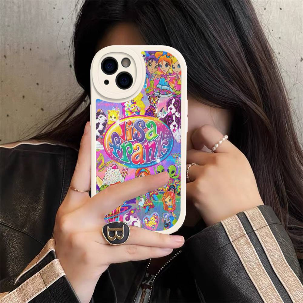 Lisa Frank Art For IPhone 16 15 14 16E 13 12 11 Pro Max Plus Phone Leather Case