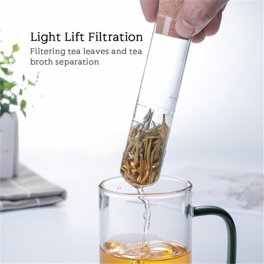 1pc Glass Tea Infuser Tea Set Strainer with Cork Lid Transparent Loose Leaf Steeper Filter with Cork Lid for Tea Cups, Mugs, Tea