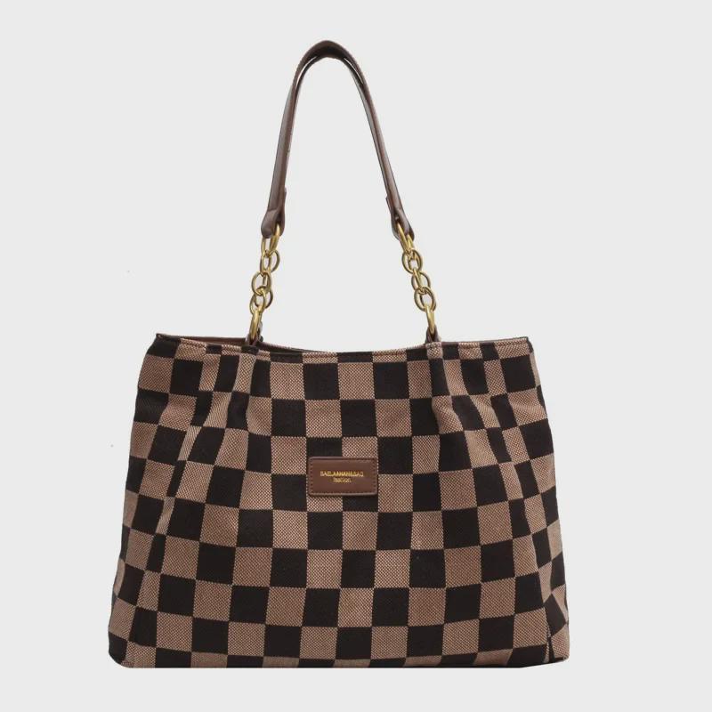 Women's Large-Capacity Leopard Print Tote Bag - 2023 Checkerboard Fashion Shoulder Bag
