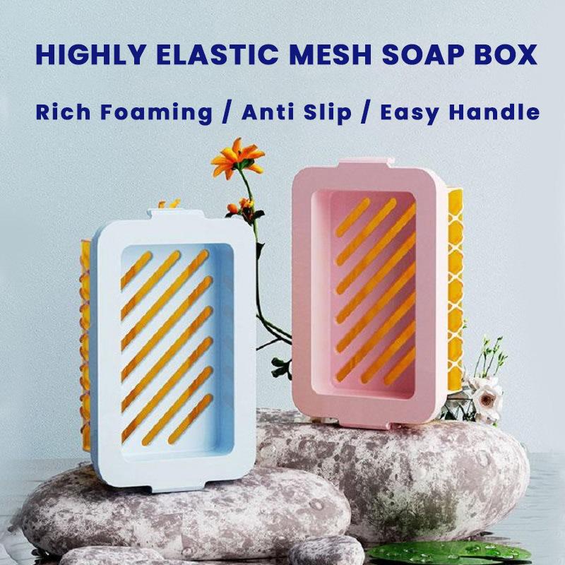 Multifunctional 2 In 1 Soap Bubble Box Colorful Highly Elastic Mesh Soap Holder for Household Bathroom Kitchen Soap Foaming ZYF