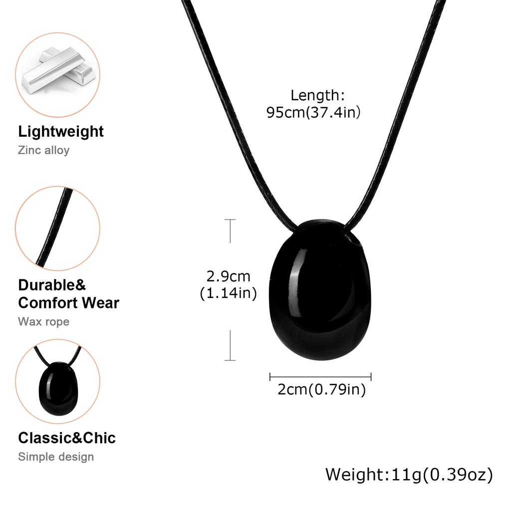 Vintage Oval Natural Stone Pendant Necklace for Women Sweater Chain Black Rope Necklaces Healing Jewelry Festive Gifts