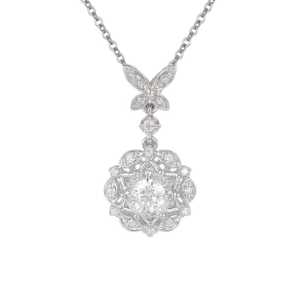 925 Sterling Silver Moissanite Butterfly Camellia Pendant Necklace - Elegant High-End Jewelry 925 Silver