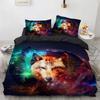 Wolf Duvet Cover Set Black White Wolf Yin and Yang Pattern Wild Animals Comforter Cover King Queen Size for Kid Boys Bedding Set
