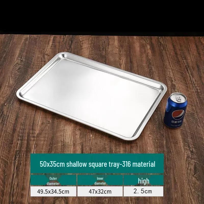 Huihuang Food Grade 316 Stainless Steel Rectangular Serving Trays, 5-Pack