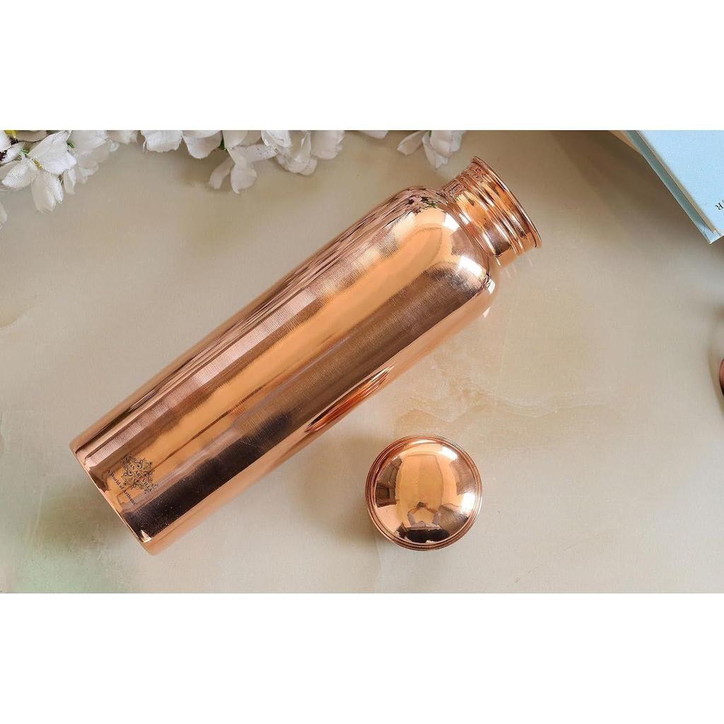 Copper Shine Finish Water Bottle – 600 ML, Pure Copper Bottle for Ayurvedic Health Benefits, Drinkware, Stylish Design