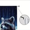 2pc Cute raccoon print curtains, polyester fabric, machine washable, suitable for bedroom and living room decoration