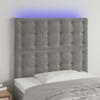 vidaXL LED Headboard Light Grey 100x5x118/128 Cm Velvet