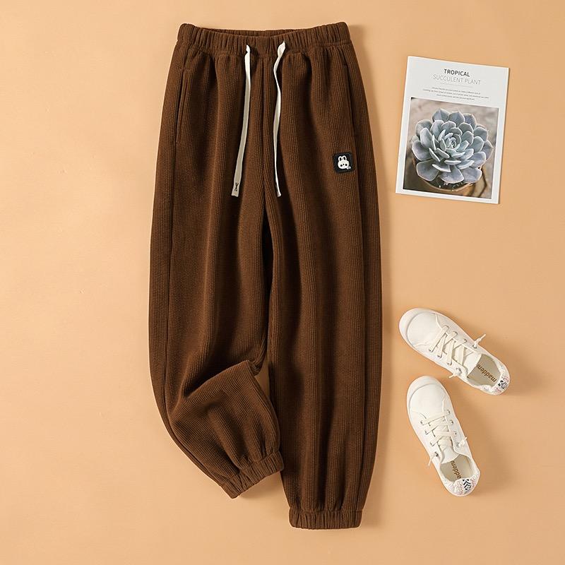 Women Winter Corduroy Plush Extra Thick Pants Warm Loose Comfortable Rib Leg Pants Lined Fleece Sports Joggers Trousers