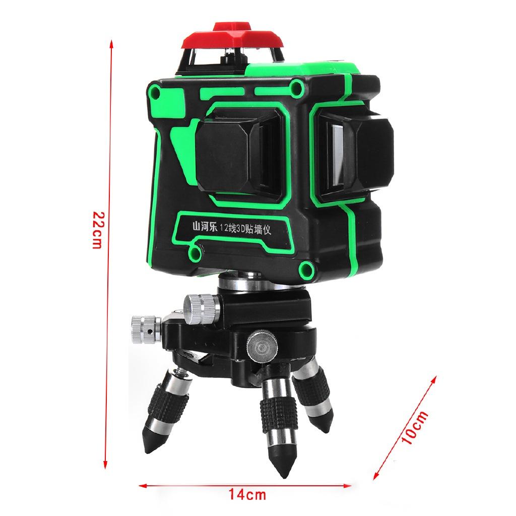3D 12 Line Laser Level Blue Green Light 360 Degree Rotation Auto Leveling Horizontal Vertical Laser Beam with 2 Battery