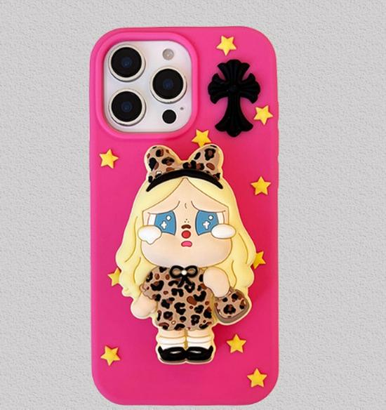 

Leopard Print Crybaby Stand iPhone Case for iPhone 17, 16, 15, and 14 Pro Max for iPhone 14 Pro