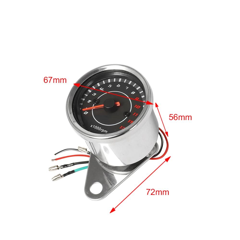 DC 12V Universal Motorcycle Tachometer Electronic Tach Meter Speedometer Gauge LED Backlight 13000 RPM