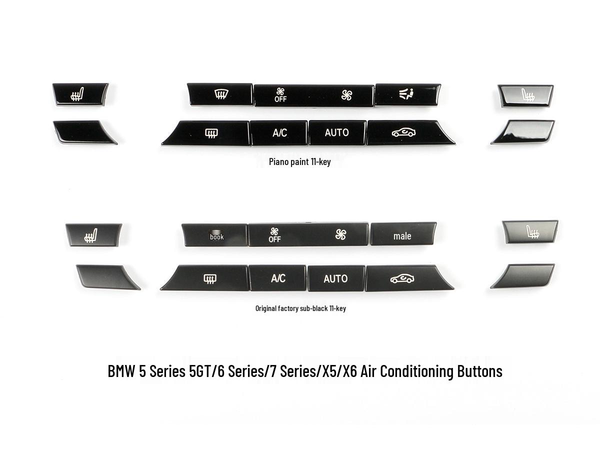 

Compatible with BMW 5 Series, 5 Series GT, 6 Series, 7 Series, X5, and X6 Air Conditioning Control Buttons 14-Button Matte Black