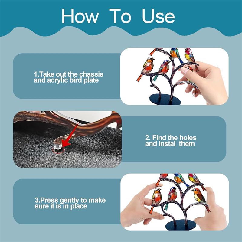 Colorful Acrylic Birds Figurine Desk Ornament Home Decoration Gift Modern Style