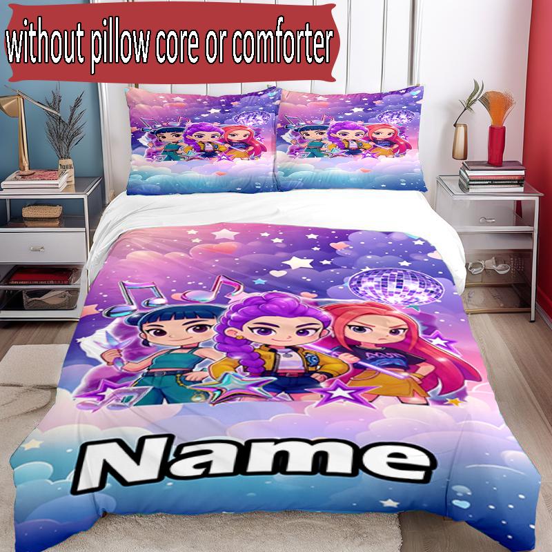 Set copripiumino 3 pezzi (1*Copripiumino + 2*Federe, Senza Nucleo), Set Biancheria da Letto Personalizzato con Nome KPop Cacciatori di Demoni, Decorazione Camera da Letto Casa Regalo