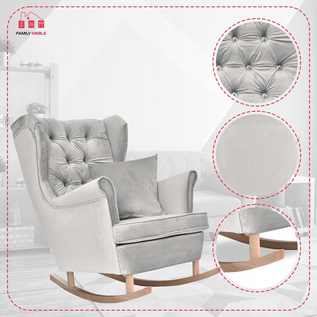 Gaja Wing Chair, Scandinavian Rocking, Family Mebl, Ash-gray, Light Gray