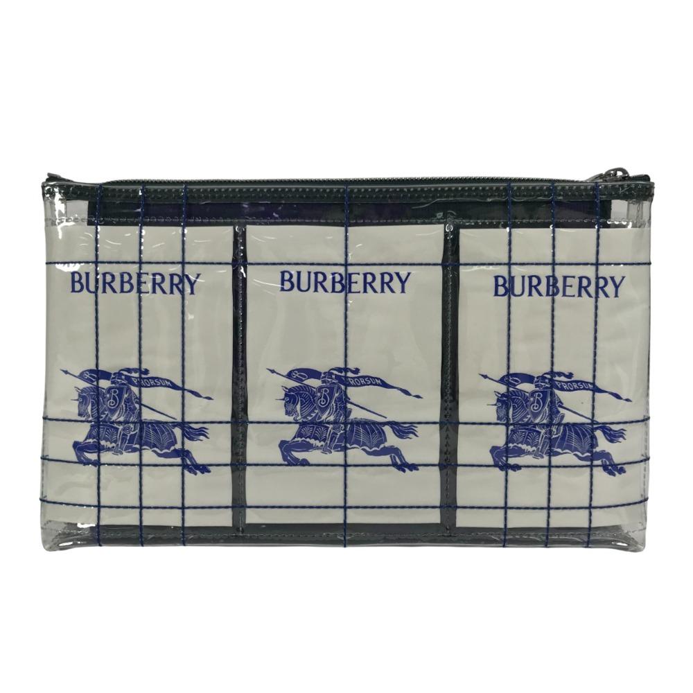 BURBERRY EKD Travel Pouch Logo Clutch bag bag pouch Cluch Bag  Vinyl clear/blue