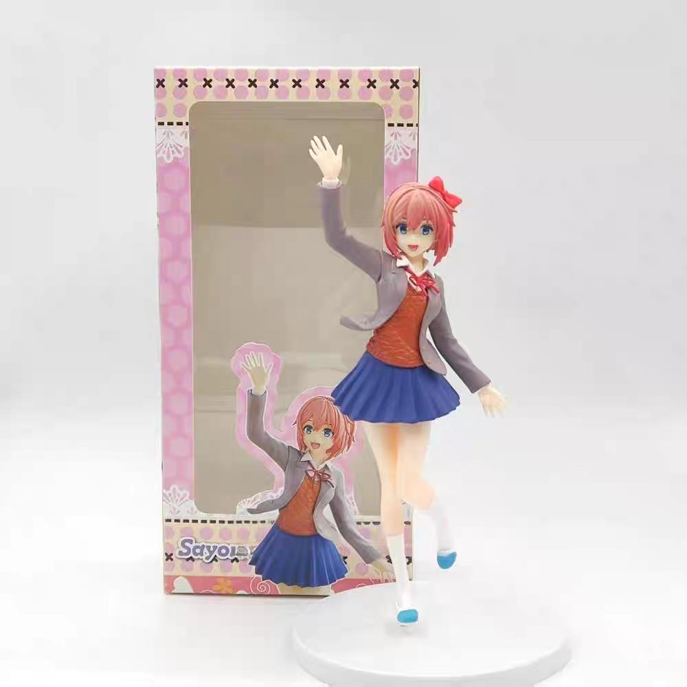 Heartbeat Literature Department Anime Monika Sayori Student Uniform Cute Pretty Girl Hand Made Model Toy Desktop Decoration Gift