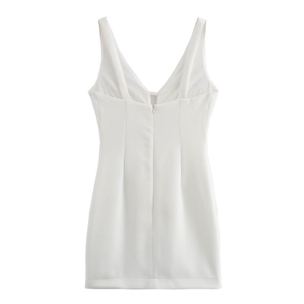 2025 Spring Women's European American V-neck Sleeveless Slim-fit Mini Dress