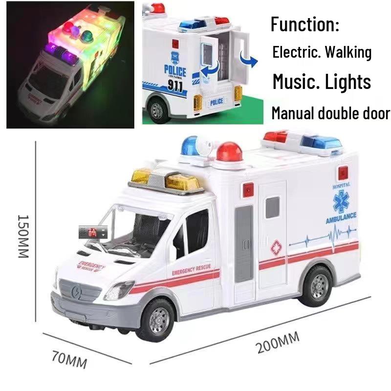 360° Rotating Police Car Toy with Automatic Door Opening
