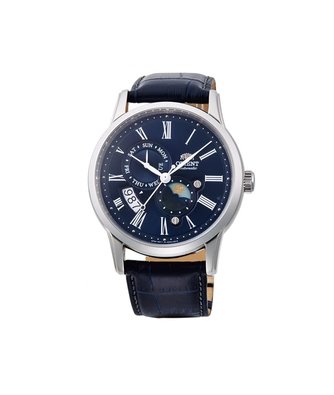 

Orient Годинник Overseas Model SUN MOON з механічним автоматичним заводом і темно-синім циферблатом [Схід] & (Рука включена) RA-AK0011D10B для чоловіків [Елемент]