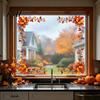 Ahornblatt Fensteraufkleber Erntedankfest Statischer Glasaufkleber, Herbst-Clings mit Blättern Sonnenblumen Und Herbstdekorationen Beeren-Drucke,