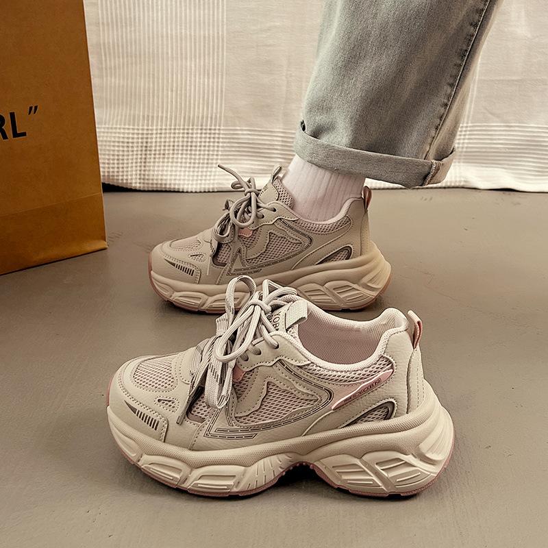 Dad Shoes Women's Spring New Trend Versatile Thick Sole Heightening Mesh Breathable Student Casual Sports Shoes KT-269