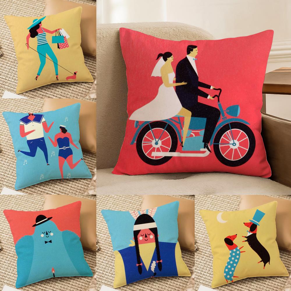Illustration by DDawid Ryski Pillow Case Silky Elegant Comfort Sofa Bed Invisible Zipper