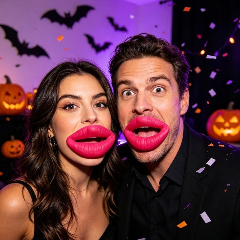 Oversized Lip Party Mask Costume Accessory with Elastic Cord for Photo Booth Use and Stage Gag Costume Wear, Set of 2