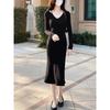 Temperament gentle knitted hip skirt women's autumn and winter new slim and thin with coat long sweater fishtail skirt