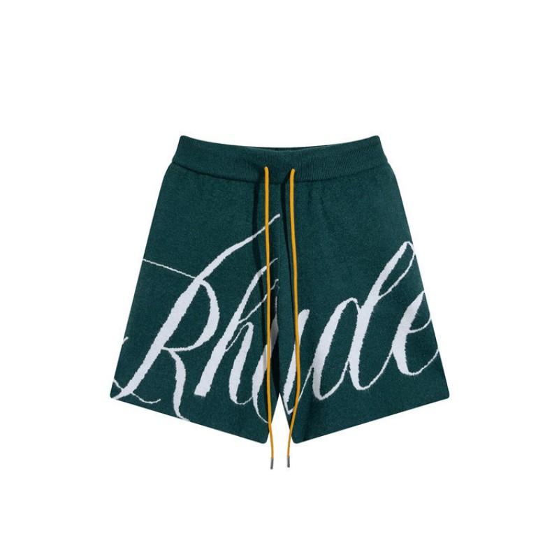 American Streetwear RHUDE Letter Knit Shorts Loose Fit Casual Hip Hop Style