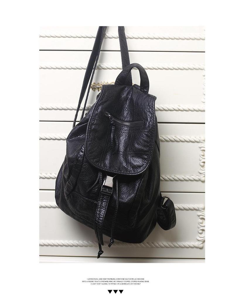 Damenrucksack aus Lammleder im koreanischen Stil mit Stickerei - Modisch & geräumig für Reisen oder die Schule